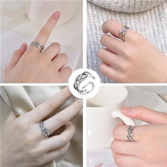 Celtic Knot Ring 925 Sterling Silver Open Middle Finger Knuckle Thumb Rings - Picture 3 of 7